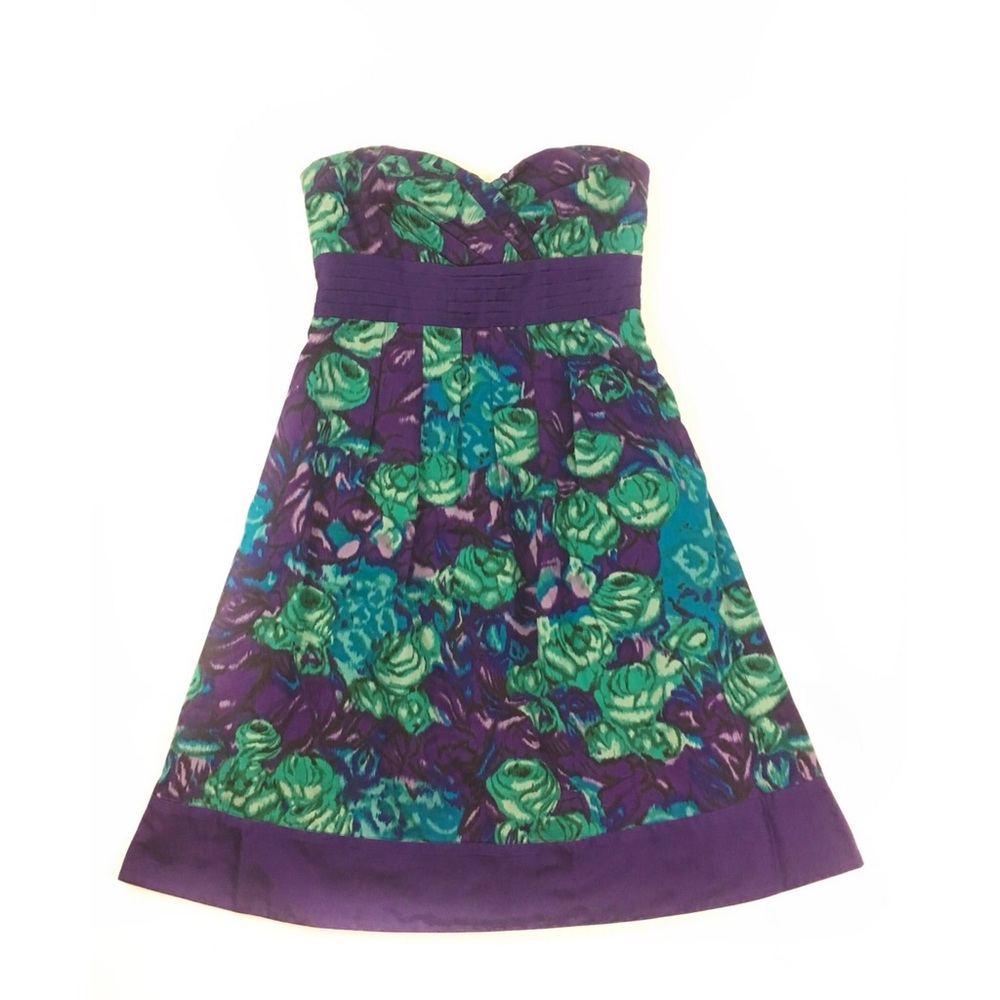 Anthropologie | Alloy Floral Strapless Dress sz 2 - Picture 4 of 8